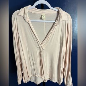 We The Free Collared Long Sleeve Top Blush Pink Size Small